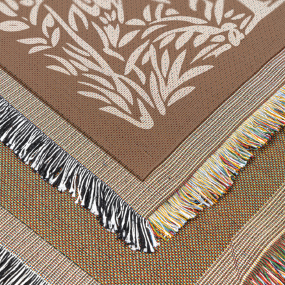Blue Heron Woven Blanket – Linocut Style Nature-Inspired Throw or Wall Hanging Decor - Image 5