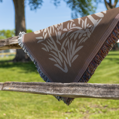 Blue Heron Woven Blanket – Linocut Style Nature-Inspired Throw or Wall Hanging Decor - Image 3