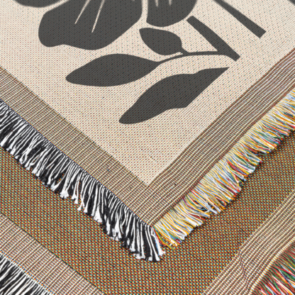 Bold Boho Flowers Woven Blanket – Cream Background, Nature-Inspired Throw or Wall Hanging Decor - Image 3