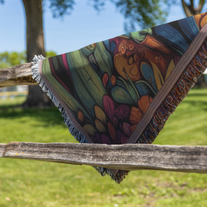 Cowboy Frog Woven Blanket – Impressionist Style Throw or Wall Hanging Decor - Image 6