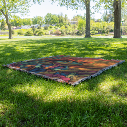 Cowboy Frog Woven Blanket – Impressionist Style Throw or Wall Hanging Decor - Image 5