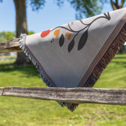 Floral Folk Art Woven Blanket – Nature-Inspired Throw or Wall Hanging Decor - Image 5