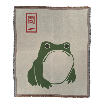 Japanese Frog Woven Blanket – Matsumoto Hoji Style Nature-Inspired Throw or Wall Hanging Decor - Image 2