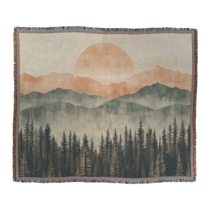 Mountain Landscape Woven Blanket – Soft Pastel Throw Blanket and Wall Hanging Decor - Image 2