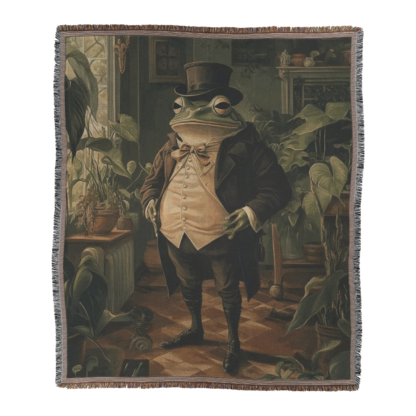 Victorian Botanist Frog Woven Blanket – Elegant Nature-Inspired Throw or Wall Hanging Decor - Image 2