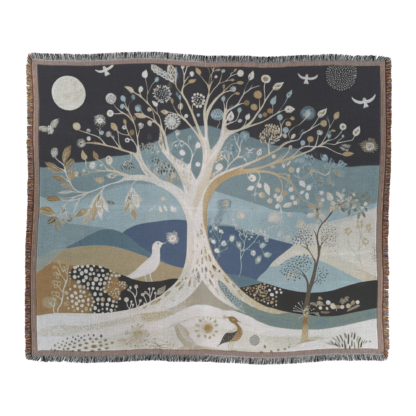 Tree of Life Woven Blanket – Art Nouveau Style Nature-Inspired Throw or Wall Hanging Decor - Image 6