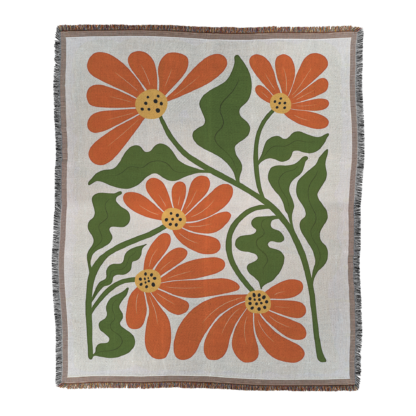 Colorful Matisse Style Flowers Woven Blanket – Bold & Artistic Throw or Wall Hanging Decor - Image 2