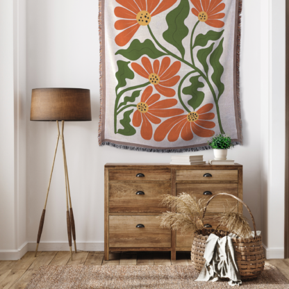 Colorful Matisse Style Flowers Woven Blanket – Bold & Artistic Throw or Wall Hanging Decor - Image 4