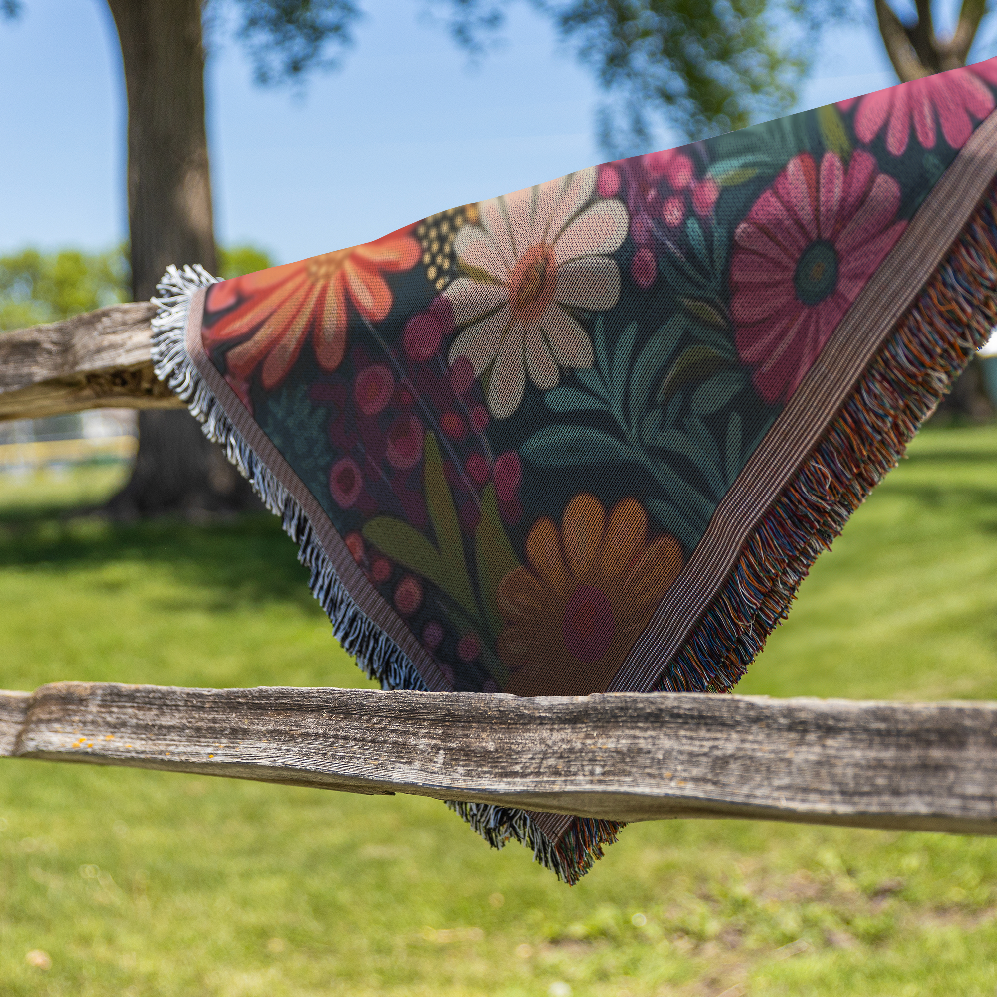 Colorful Mountain Landscape Woven Blanket – Vibrant Nature-Inspired Throw or Wall Hanging Decor - Image 5