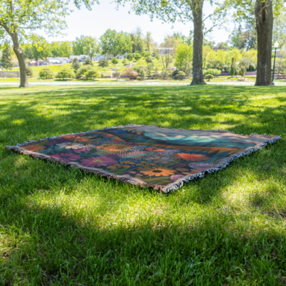 Colorful Mountain Landscape Woven Blanket – Vibrant Nature-Inspired Throw or Wall Hanging Decor - Image 6