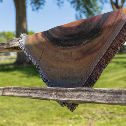 Colorful Tree Rings Woven Blanket – Abstract Nature-Inspired Throw or wall hanging decor - Image 3