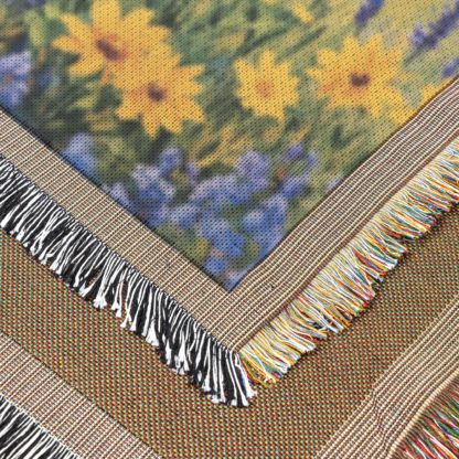 Impressionist Field of Flowers Woven Blanket – Artistic Nature-Inspired Throw or Wall Hanging Decor - Image 5