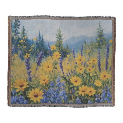 Impressionist Field of Flowers Woven Blanket – Artistic Nature-Inspired Throw or Wall Hanging Decor - Image 2