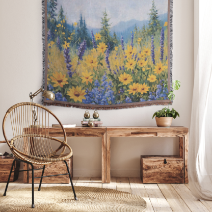 Impressionist Field of Flowers Woven Blanket – Artistic Nature-Inspired Throw or Wall Hanging Decor - Image 4