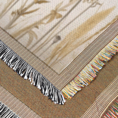 Neutral Floral Woven Blanket – Elegant Minimalist Throw or Wall hanging tapestry decor - Image 5