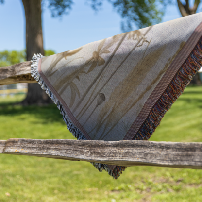 Neutral Floral Woven Blanket – Elegant Minimalist Throw or Wall hanging tapestry decor - Image 3