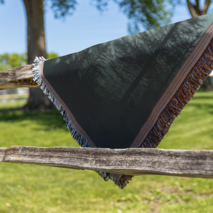 Sage Green Mountain Landscape Woven Blanket – Tranquil Nature-Inspired Throw or Wall hanging Decor - Image 3