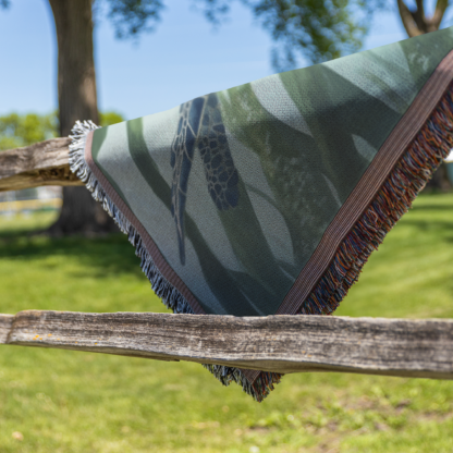 Sea Turtle Underwater Woven Blanket – Ocean-Inspired throw or wall hanging decor - Image 3