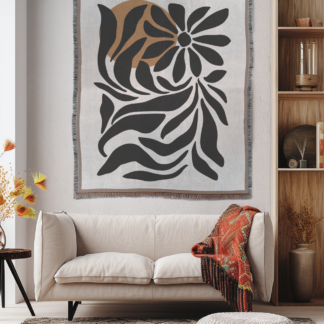 Matisse-Style Flowers Woven Blanket – Bold and Artistic Throw or Wall Hanging Decor