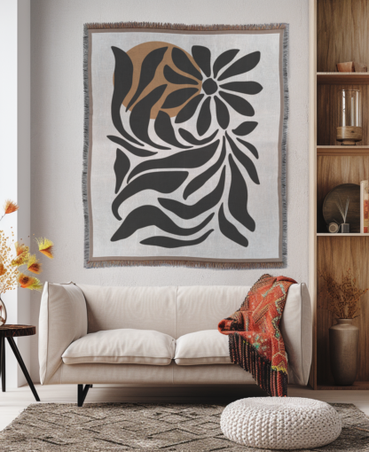 Matisse-Style Flowers Woven Blanket – Bold and Artistic Throw or Wall Hanging Decor