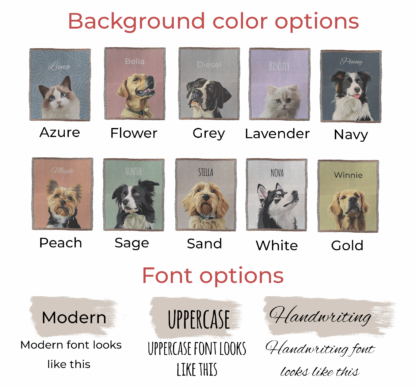 Custom Woven Blanket with digital pet portrait – Personalized Dog or Cat Portrait from Your Photo - Image 4