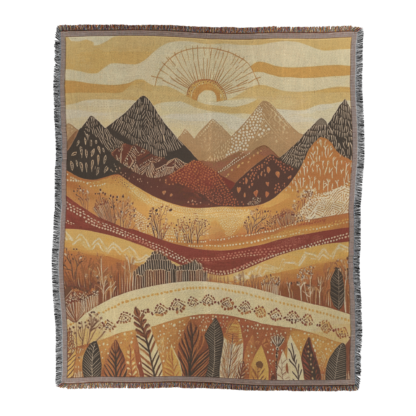 Desert Mountain Landscape Woven Blanket – Native-Inspired Abstract Throw or Wall Hanging Tapestry Decor - Image 2