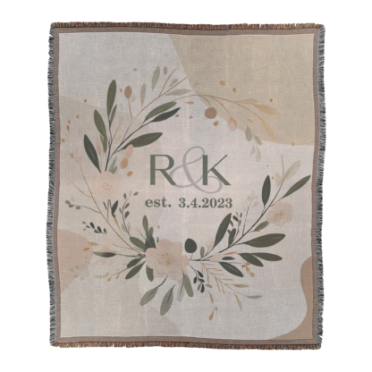 Personalized Woven Anniversary Blanket – Custom Throw or wall hanging with Names, Initials and date Gift for Wife or Couple - Image 2