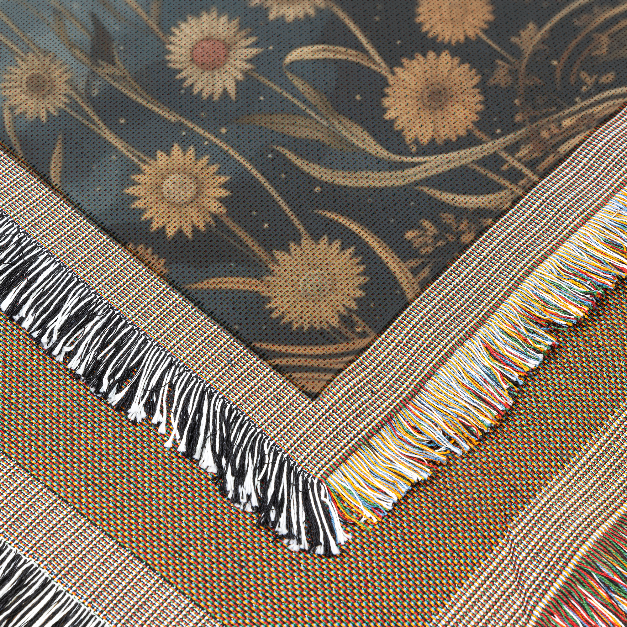 Mystical celestial sun boho spiritual dark cottagecore woven blanket - Image 6