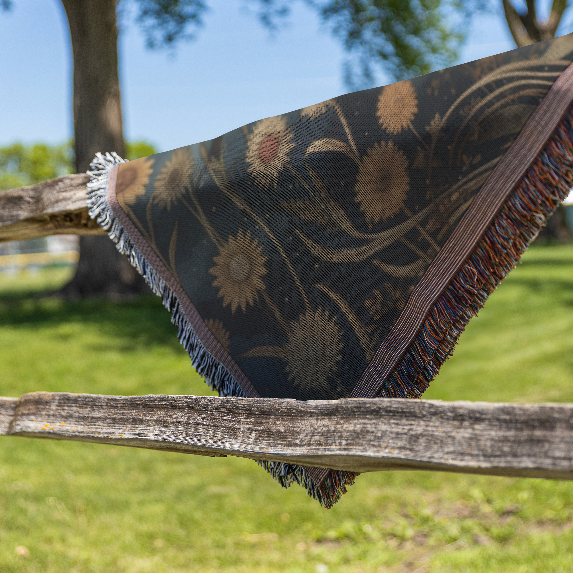 Mystical celestial sun boho spiritual dark cottagecore woven blanket - Image 4