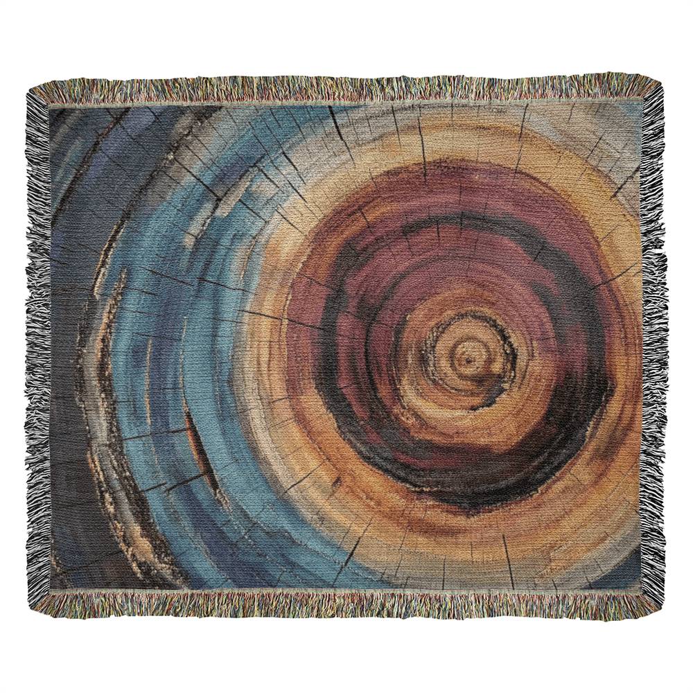 Colorful Tree Rings Woven Blanket – Abstract Nature-Inspired Throw or wall hanging decor - Image 2