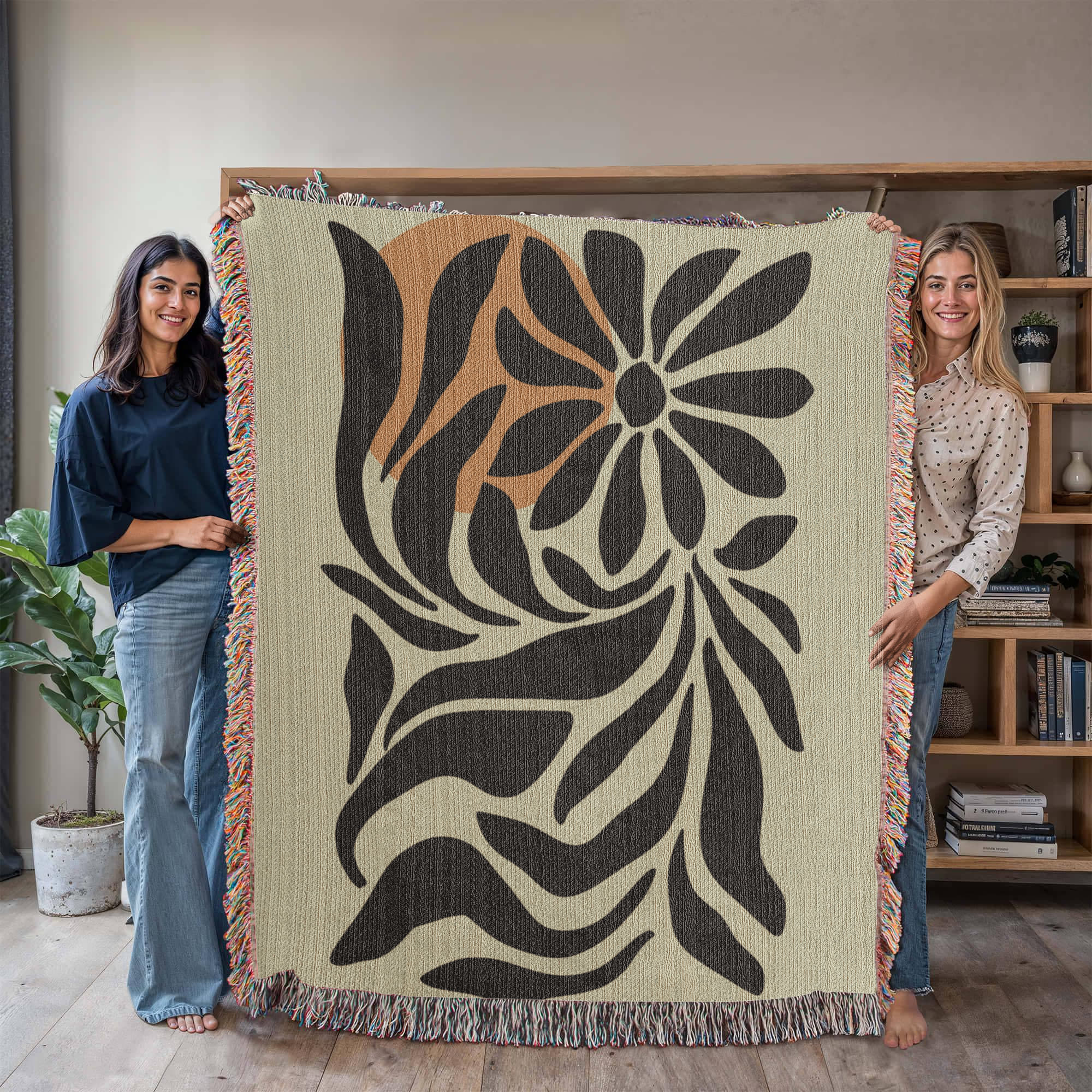 Matisse-Style Flowers Woven Blanket – Bold and Artistic Throw or Wall Hanging Decor - Image 2