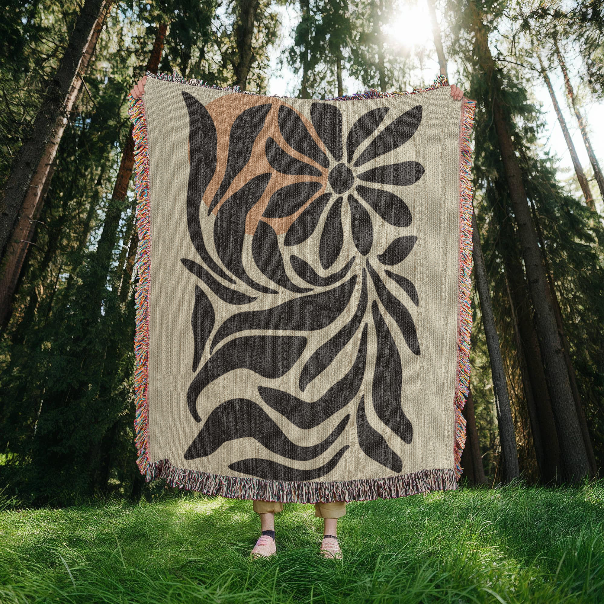 Matisse-Style Flowers Woven Blanket – Bold and Artistic Throw or Wall Hanging Decor - Image 3