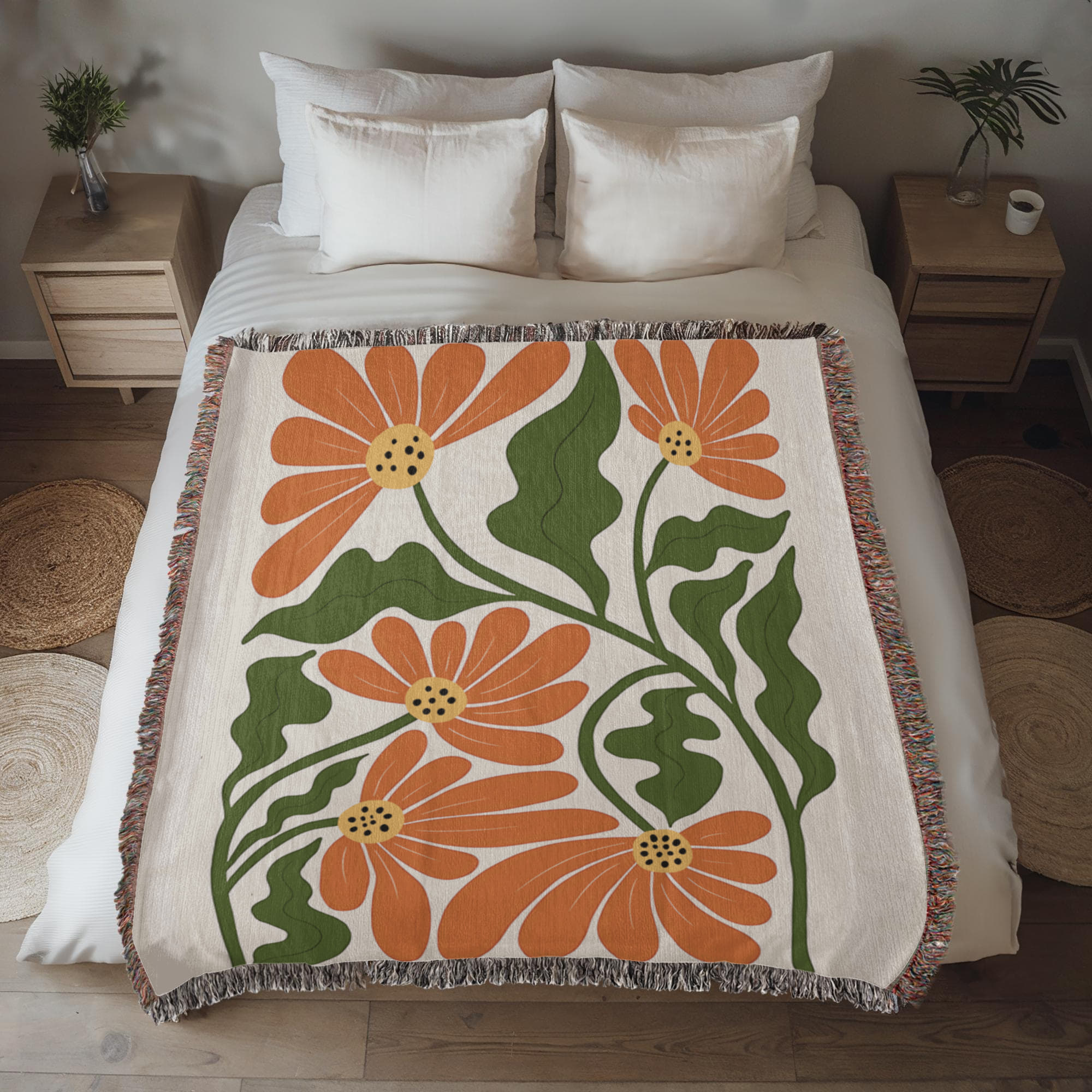 Colorful Matisse Style Flowers Woven Blanket – Bold & Artistic Throw or Wall Hanging Decor - Image 4