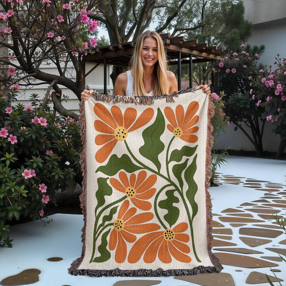 Colorful Matisse Style Flowers Woven Blanket – Bold & Artistic Throw or Wall Hanging Decor - Image 5