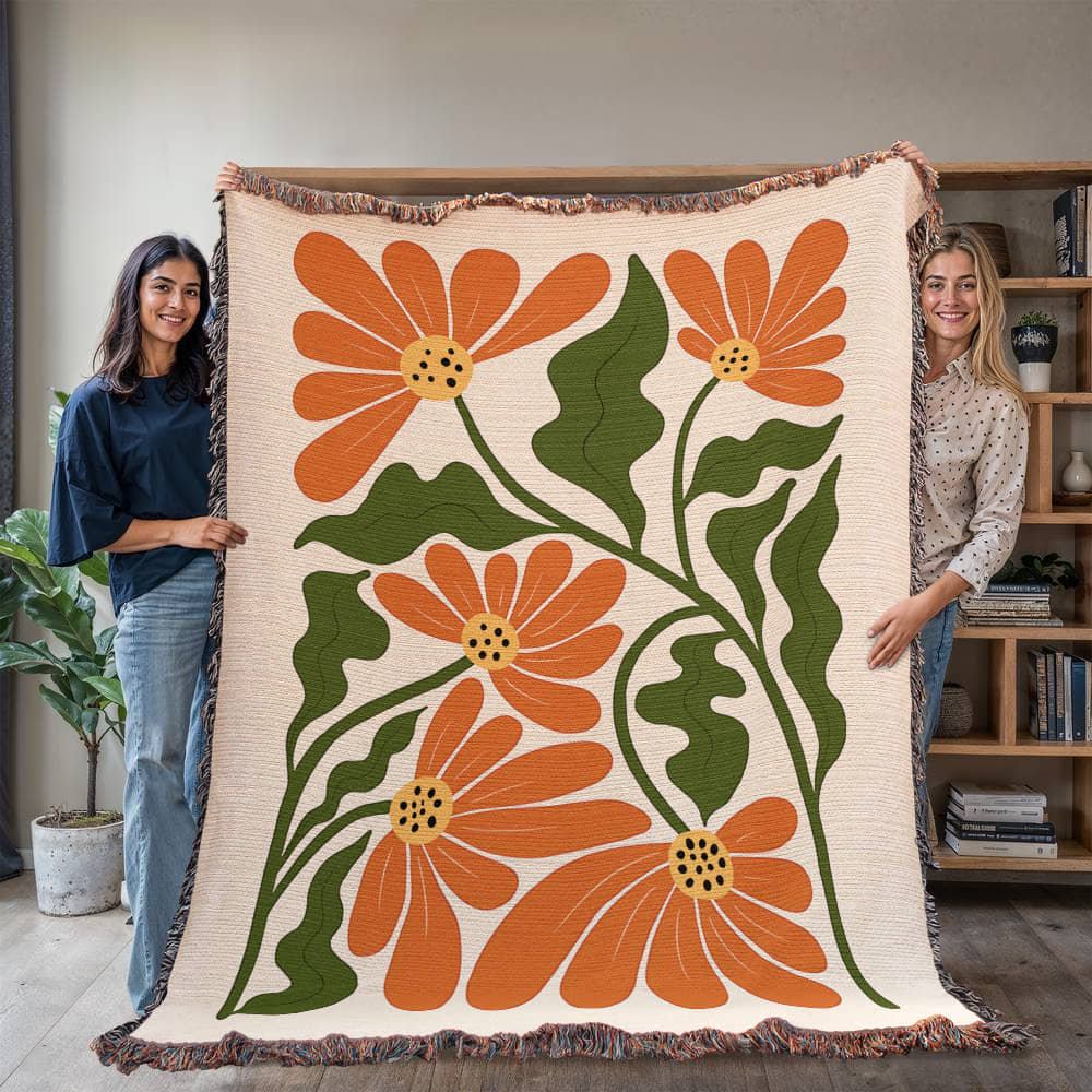 Colorful Matisse Style Flowers Woven Blanket – Bold & Artistic Throw or Wall Hanging Decor - Image 6