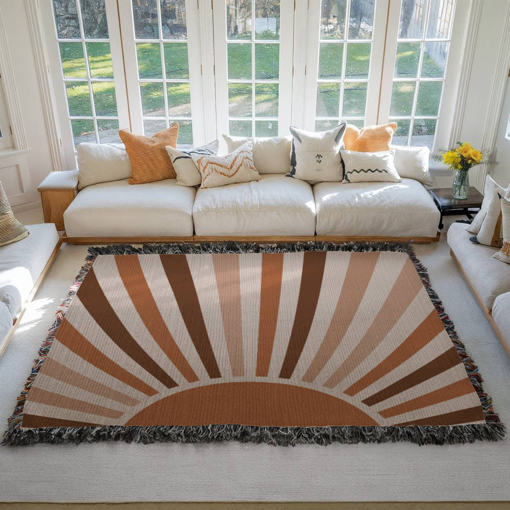 Boho Retro Sunrise Woven Blanket – Terracotta Palette Nature-Inspired Throw or wall hanging decor - Image 5