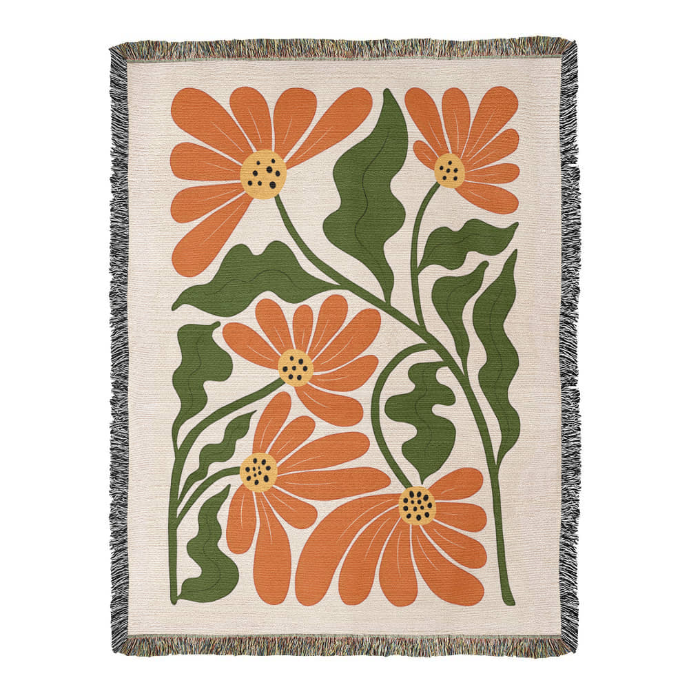 Colorful Matisse Style Flowers Woven Blanket – Bold & Artistic Throw or Wall Hanging Decor - Image 8