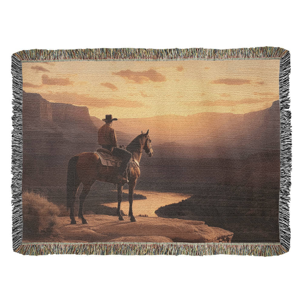 Cowboy Sunset Woven Blanket – Western-Inspired Throw or wall hanging decor - Image 8
