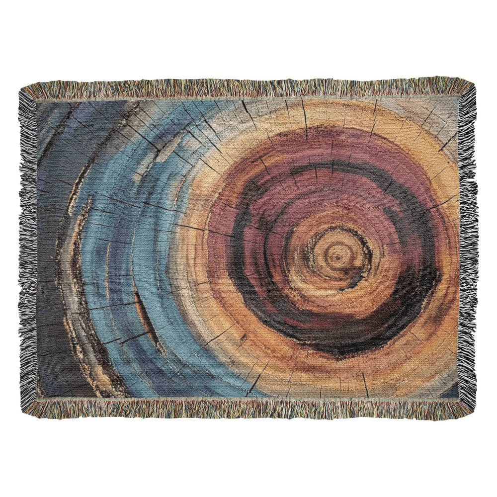 Colorful Tree Rings Woven Blanket – Abstract Nature-Inspired Throw or wall hanging decor - Image 7