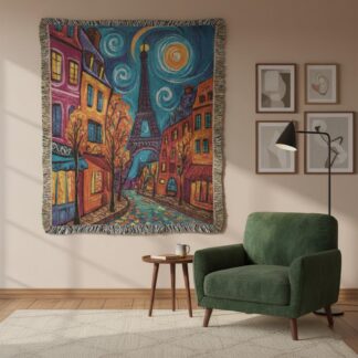 Post-Impressionist Paris Woven Cotton Blanket