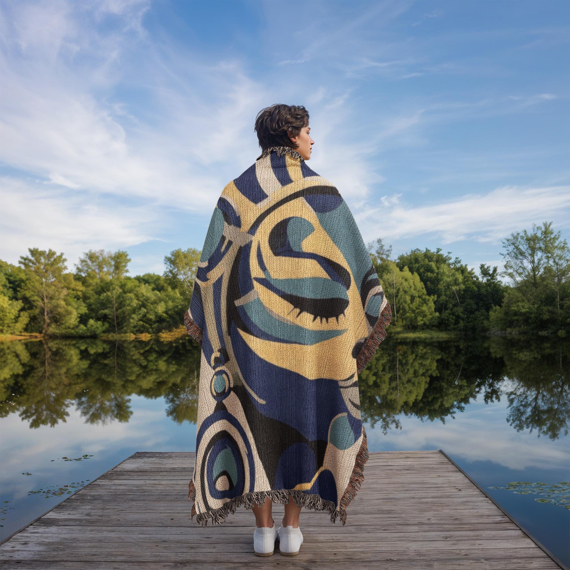 African Woman Geometric art Woven Cotton Blanket - Image 5