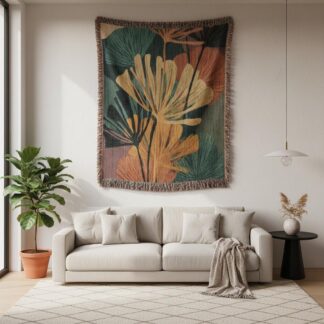 Abstract Floral Mid-Century-Modern Woven Cotton Blanket