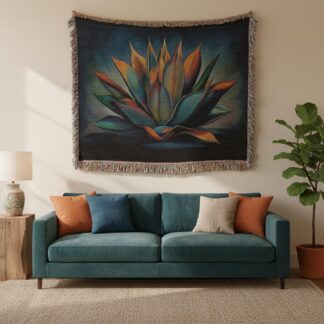 Agave Cactus Modern Botanical Wall Hanging Woven Cotton Blanket