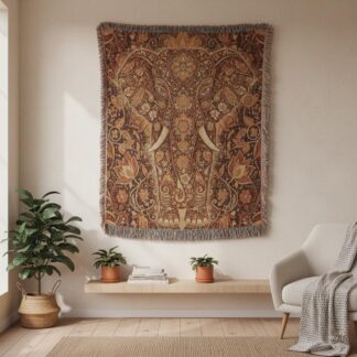 Elephant Mandala Mandala Wall Woven Cotton Blanket
