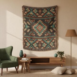 Southwest Geometric Woven Cotton Blanket