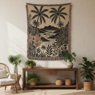 Molokai Tropical Landscape Woven Cotton Blanket