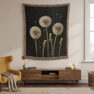 Dandelion Wish Botanical Wall Woven Cotton Blanket