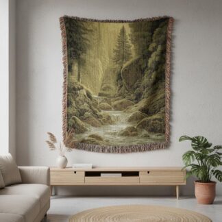 Moody Forest Nature Woven Cotton Blanket