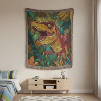 Dinosaur for Kids T-Rex Woven Cotton Blanket