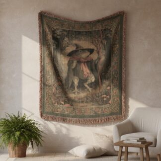 Wizard Frog Cottagecore Fantasy Woven Cotton Blanket
